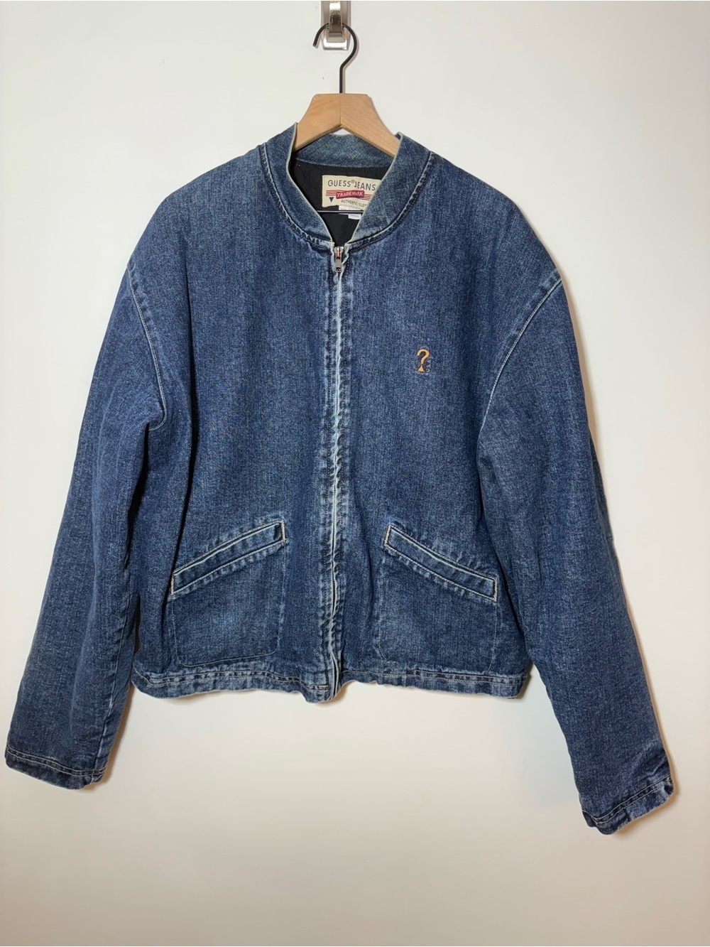 90s Vintage Guess Denim Bomber Jacket Lined Quilted Sz XXL Y2K Canada